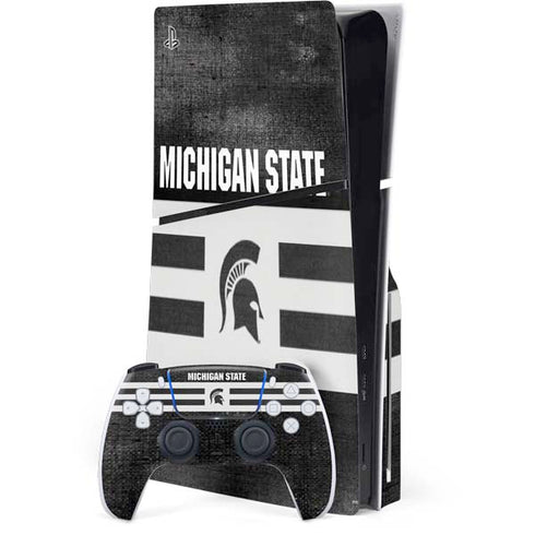 Michigan State University Black and White Stripes PlayStation PS5 Skins